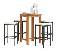 Vidaxl Ensemble De Bar De Jardin 5 Pcs Noir Bois Massif Acacia Rotin