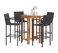 Vidaxl Ensemble De Bar De Jardin 5 Pcs Noir Bois Massif Acacia Rotin