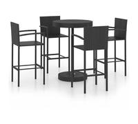 vidaXL Ensemble de bar de jardin 5 pcs Résine tressée Noir