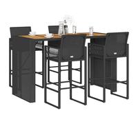 Vidaxl Ensemble De Bar De Jardin 5 Pcs Sans Coussins Noir Poly Rotin