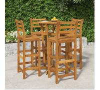 vidaXL Ensemble de bar de jardin 5 pcs – Table et chaises avec repose-pieds, Bois d'acacia solide