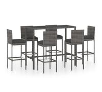 Vidaxl Ensemble De Bar De Jardin 7 Pcs Et Coussins Résine Tressée Gris Gris