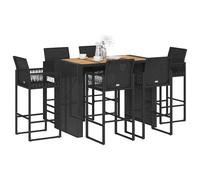 Vidaxl Ensemble De Bar De Jardin 7 Pcs Sans Coussins Noir Poly Rotin