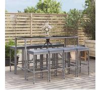 vidaXL Ensemble de bar de jardin 3187638 – 9 pièces poly rotin gris avec coussins