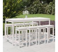 Vidaxl Ensemble De Bar De Jardin 9 Pcs Blanc Bois De Pin Massif