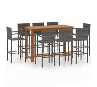 vidaXL Ensemble de bar de jardin 9 pcs Gris