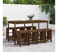 Vidaxl Ensemble De Bar De Jardin 9 Pcs Marron Miel Bois De Pin Massif