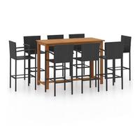vidaXL Ensemble de bar de jardin 9 pcs Noir