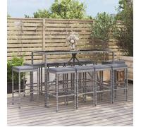 Vidaxl Ensemble De Bar De Jardin 11 Pcs Avec Coussins Gris Poly Rotin