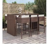 Vidaxl Ensemble De Bar De Jardin Avec Coussins 7 Pcs Marron Poly Rotin