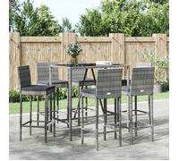 vidaXL Ensemble de Bar de Jardin avec Coussins 7 pcs, Mobilier de Terrasse avec Table et Tabouret, Ensemble de Meubles 3187646