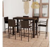 Vidaxl Ensemble De Bar D'extérieur 7 Pcs Accoudoir Poly Rotin Marron