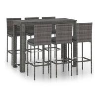 vidaXL Jeu de Bar de Jardin 7 pcs avec Coussins Salon de Jardin Table et Tabourets de Bistrot Patio Terrasse Extérieur Anthracite Résine Tressée Anthracite
