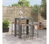 Vidaxl Ensemble De Bar Jardin 5 Pcs Gris Poly Rotin/Bois Massif Acacia