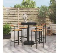 Vidaxl Ensemble De Bar Jardin 5 Pcs Noir Poly Rotin/Bois Massif Acacia