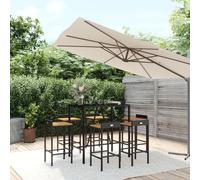 Vidaxl Ensemble De Bar Jardin 7 Pcs Noir Poly Rotin/Bois Massif Acacia