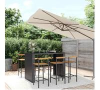 vidaXL Ensemble de bar jardin 7 pcs noir poly rotin/bois massif acacia 3187702
