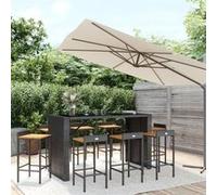 Vidaxl Ensemble De Bar Jardin 9 Pcs Noir Poly Rotin/Bois Massif Acacia
