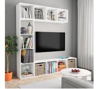 vidaXL Ensemble bibliothèque et meuble TV 3 pièces 180×30×180 cm Blanc