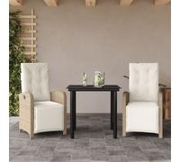 Vidaxl Ensemble De Bistro 3 Pcs Avec Coussins Beige Résine Tressée