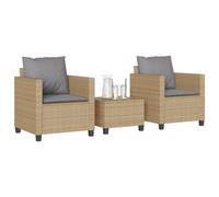 Vidaxl Ensemble De Bistro 3 Pcs Avec Coussins Beige Résine Tressée