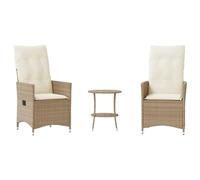 vidaXL Ensemble de bistro 3 pcs avec coussins – Résine tressée beige – Jardin