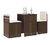Vidaxl Ensemble De Bistro 3 Pcs Avec Coussins Marron Résine Tressée