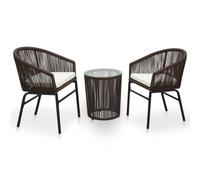 vidaXL Ensemble de bistro 3 pcs avec coussins Rotin PVC Marron 48139