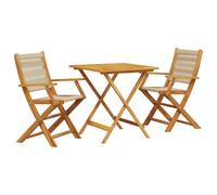 3-delige Bistroset polypropeen en massief hout beige3281879