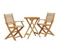 vidaXL Ensemble de bistro 3 pièces Beige polypropylène et bois massif pour jardin et balcon