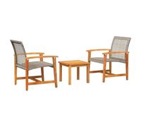 vidaXL Ensemble de Bistro 3 pcs, Chaises avec Table, Salon de Jardin Terrasse Patio, Moderne, Gris Résine Tressée et Bois d'Acacia