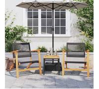 Vidaxl Ensemble De Bistro 3 Pcs Noir Résine Tressée Et Bois D'acacia