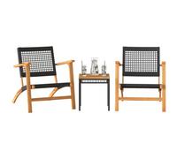 vidaXL Ensemble de Bistro 3 pcs, Chaises et Table de Patio, Meubles de Terrasse Arrière-Cour Extérieur, Noir Résine Tressée et Bois d'Acacia