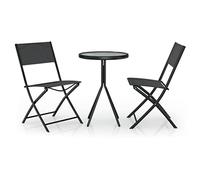 vidaXL Ensemble de Bistro 3 pcs Mobilier de Jardin Balcon Ensemble de Meubles d'Extérieur Mobilier de Balcon Patio Terrasse Acier Noir