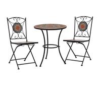 vidaXL Mobilier de bistro 3 pcs mosaïque carreau céramique Orange/Gris