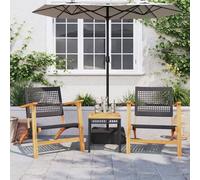 Vidaxl Ensemble De Bistro 3 Pcs Noir Résine Tressée Et Bois D'acacia