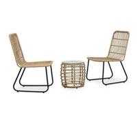 vidaXL Ensemble de bistro 3 pcs Résine tressée Chêne Marron G