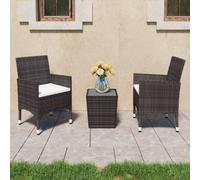 Vidaxl Ensemble De Bistro 3 Pcs Résine Tressée Et Verre Trempé Marron