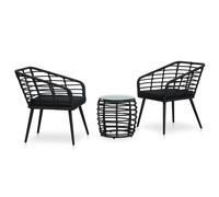 Vidaxl Ensemble De Bistro 3 Pcs Résine Tressée Noir