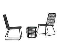 Ensemble de Bistro 3 pcs Résine Tressée Noir Salon de Jardin Mobilier vidaXL
