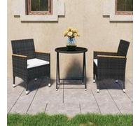 vidaXL Ensemble de Bistro 3 pcs Salon de Jardin Tabkle et Chaises d'Extérieur Mobilier de Patio Balcon Terrasse Résine 3058384 Noir G