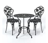 vidaXL Ensemble de Bistro 3 pcs Salon de Jardin Table et Chaises de Patio Mobilier de Terrasse Meubles d'Extérieur Aluminium Coulé Noir