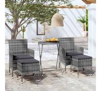 Vidaxl Ensemble De Bistro 5 Pcs Résine Tressée Et Verre Trempé Gris