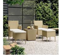 vidaXL Ensemble de bistro 5 pcs – Résine tressée, plateau verre trempé – Beige