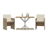Vidaxl Ensemble De Bistro 3 Pcs Avec Coussins Beige Résine Tressée