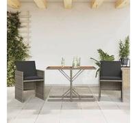 vidaXL Ensemble de Bistro avec Coussins 3 pcs, Chaises et Table de Patio, Meubles de Terrasse Arrière-cour Extérieur, Gris 365067 Gris G