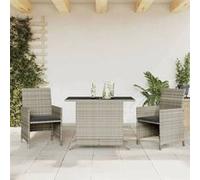 Ensemble de Bistro avec Coussins Table Patio 3 pcs Beige Résine Tressée vidaXL