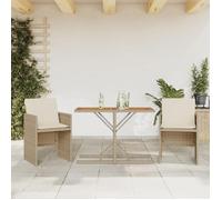 vidaXL Ensemble de Bistro avec Coussins 3 pcs, Chaises et Table de Patio, Meubles de Terrasse Arrière-cour Extérieur, Beige 365069