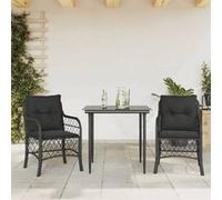 vidaXL Ensemble de Bistro avec Coussins 3 pcs, Table et Chaises de Jardin, Ensemble de Meubles d'Extérieur Balcon, Moderne, 3212096 Gris G