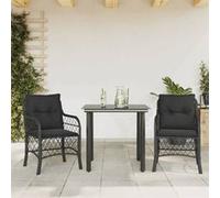 vidaXL Ensemble de Bistro avec Coussins 3 pcs, Table et Chaises de Jardin, Ensemble de Meubles d'Extérieur Balcon, Moderne, 3212103 Or G